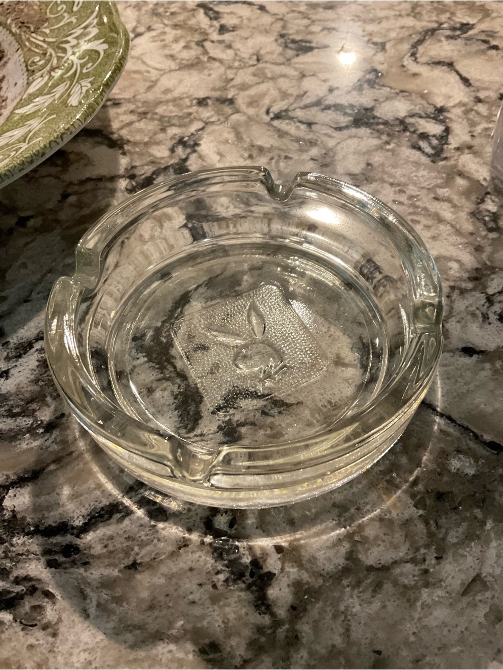 BP-PLAYBOY CLUB CLEAR with Embossed Bunny Design ASH TRAY